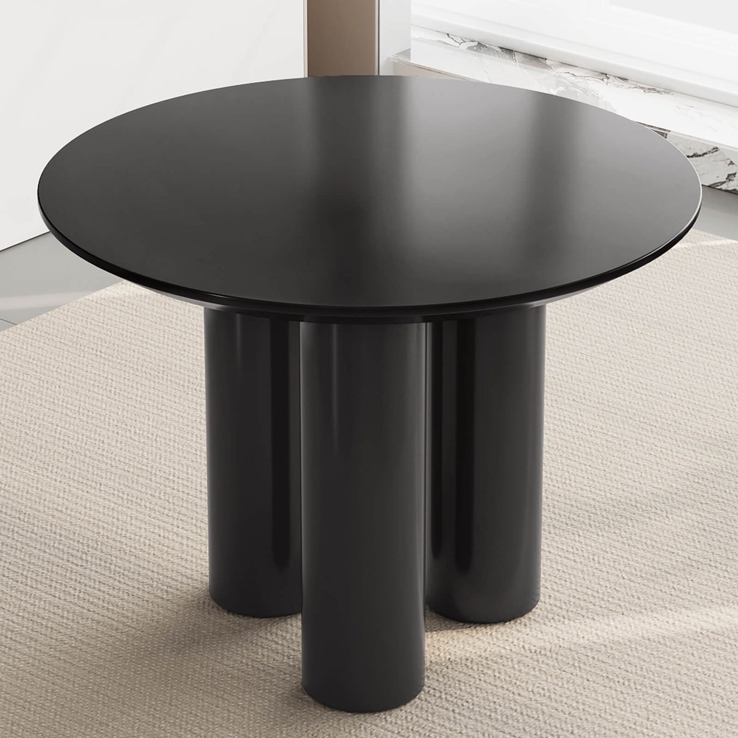 Guyii 39.37" Black Dining Table, Modern Round Kitchen Table