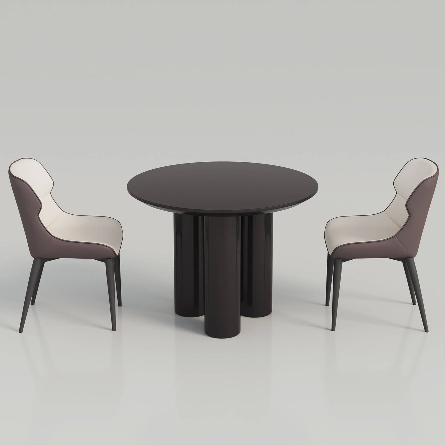 Guyii Modern Black Dining Table Set 39.37" with 2 Chairs for Kitchen