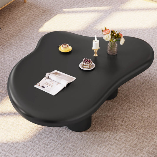 Guyii 41.02" Black Cloud Coffee Table, Cute Modern Coffee Table with 4-Leg Design