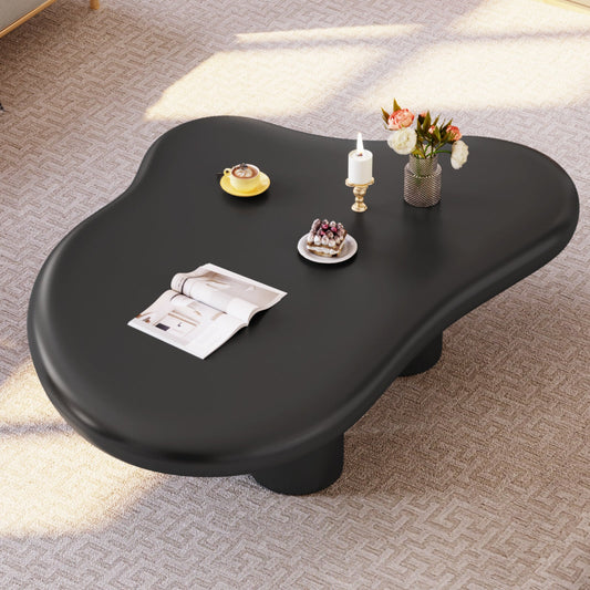 Guyii Black Cloud-Shaped Coffee Table – Modern Irregular 4-Leg Design, Rounded Edge Centre Table for Living Room | Q1523-UK