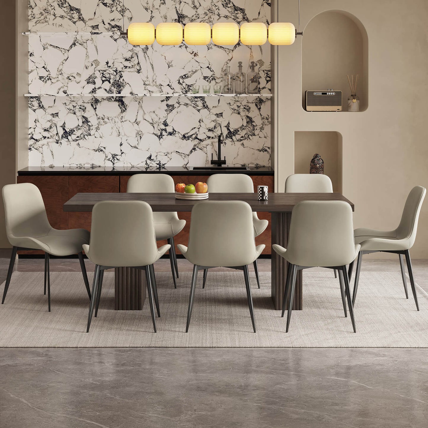 Guyii Modern Farmhouse Kitchen Table Set - 9 Piece Rectangular Dining Set