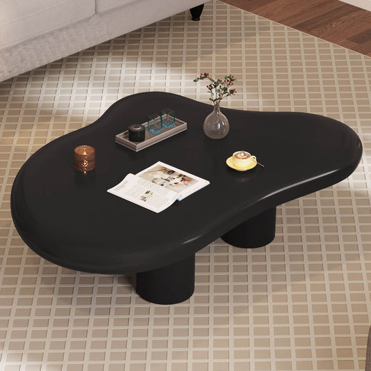 Guyii 35.82" Black Cloud Coffee Table, Cute Modern Coffee Table with 4-Leg Design