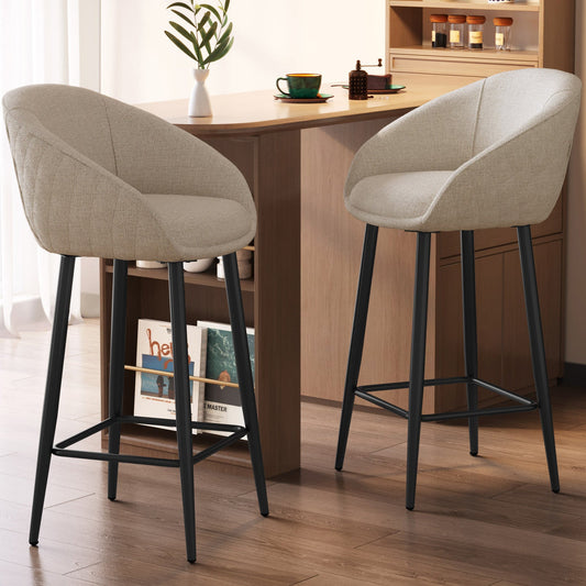 Guyii 2-Pack Counter Stools Set, 35.43" H Linen Fabric Bar Chairs