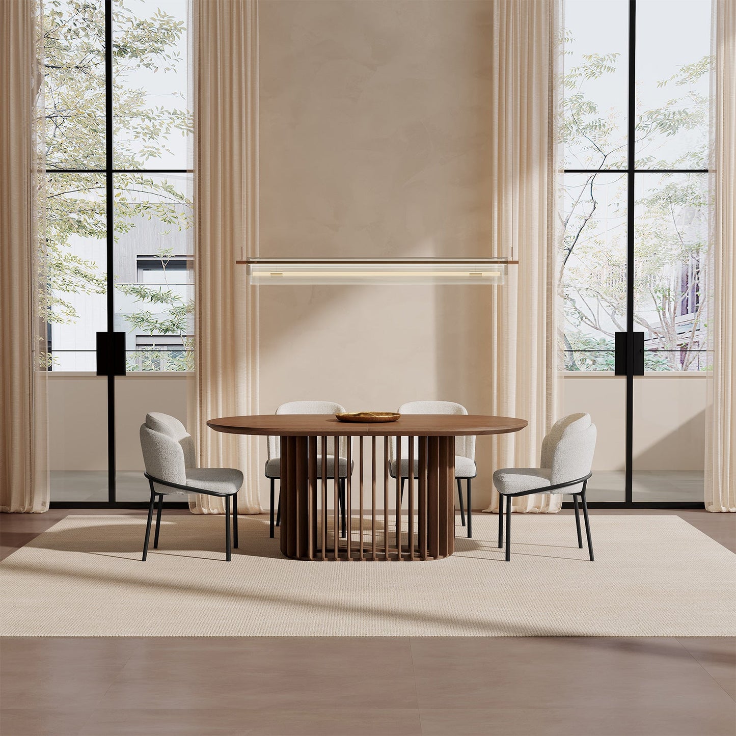 Guyii Dark Walnut Oval Dining Table 78″ – Modern Farmhouse Table for 4–8 People, Table Only