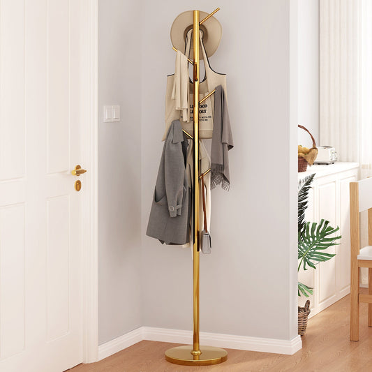 Guyii Metal Coat Rack with 8 Hooks, Modern Tree Branch Style Stand for Coats, Hats, Scarves