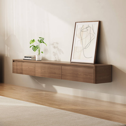 Guyii Best Floating TV Stand - Walnut Finish | Wall-Mounted TV Cabinet