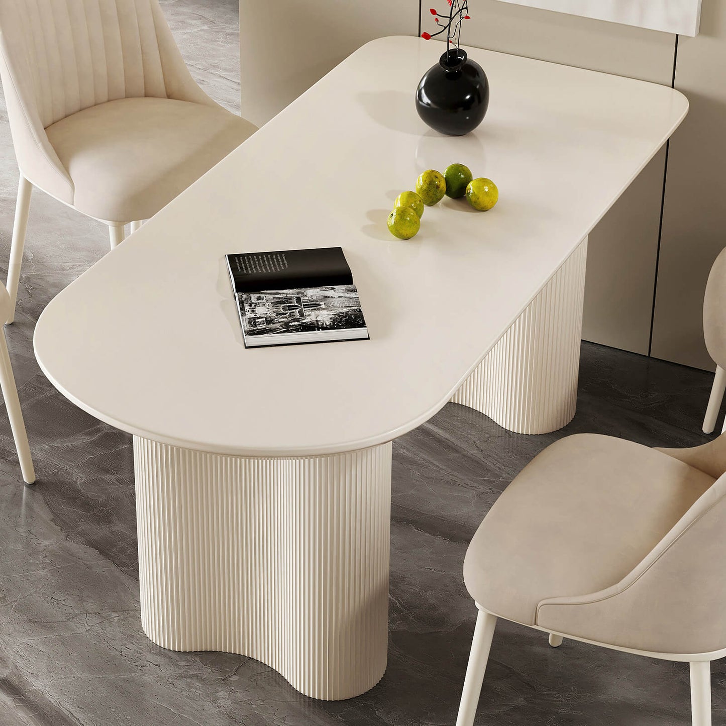 Guyii 70.87" White Dining Table Set with 8 Chairs, Modern Kitchen Table Set