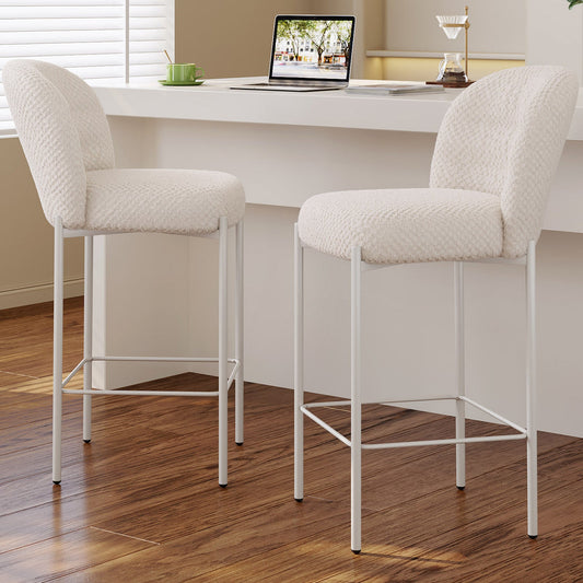Guyii 2-Set Counter Height Bar Stools Set of 2, Upholstered Barstools with Backs and Metal Legs