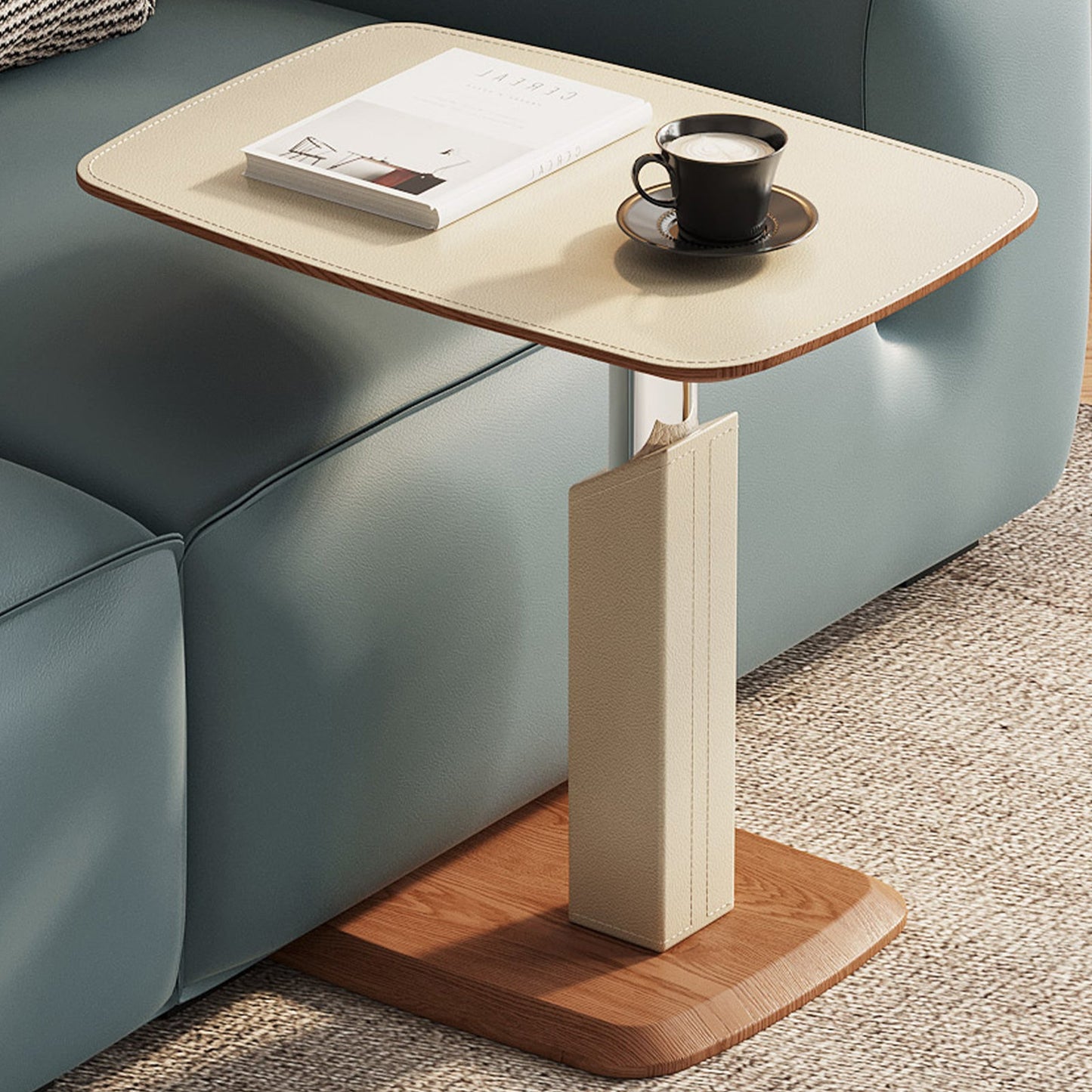 Guyii Adjustable Overbed Bedside Table, Pneumatic Adjustable Height Laptop Computer Table