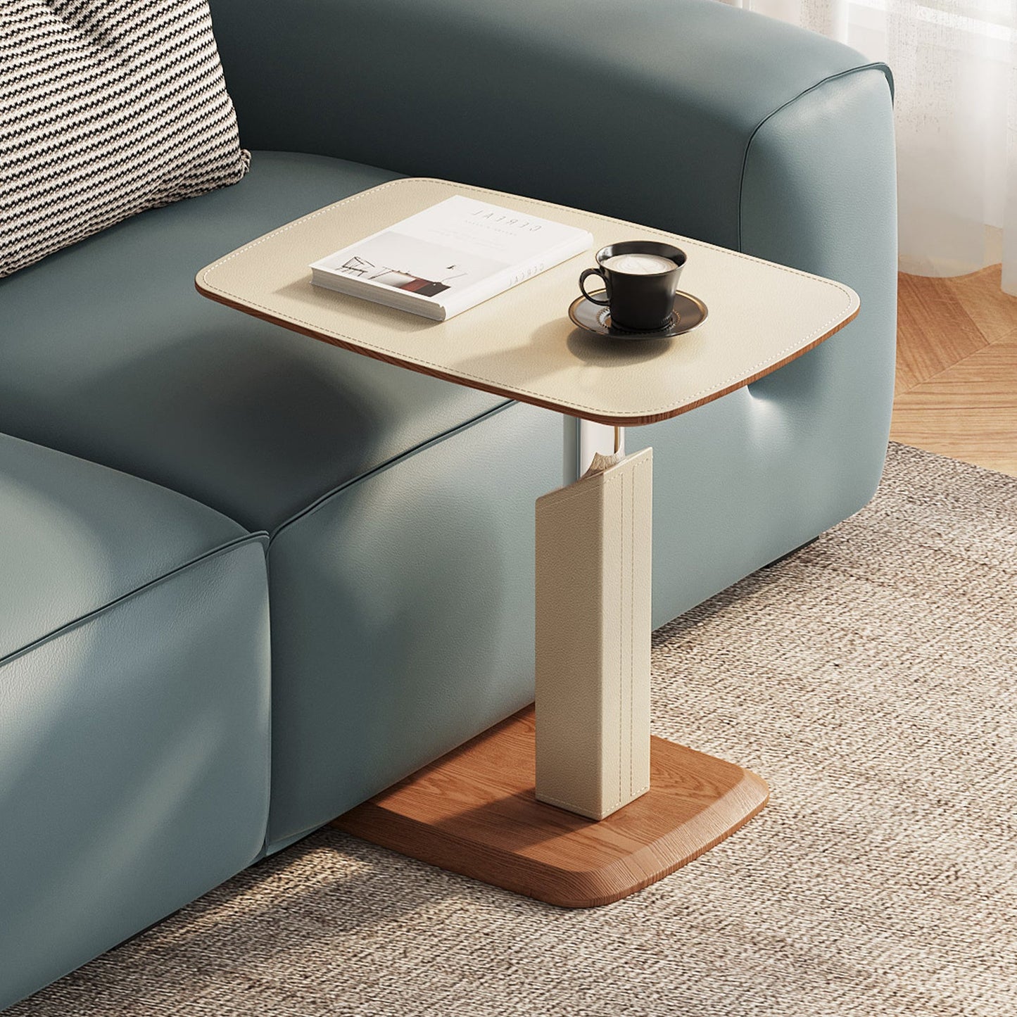 Guyii Adjustable Overbed Bedside Table, Pneumatic Adjustable Height Laptop Computer Table