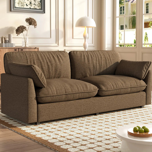 Guyii 82.6" Brown Loveseat Couche for Living Room, Deep Seat Couch with Deep Seat