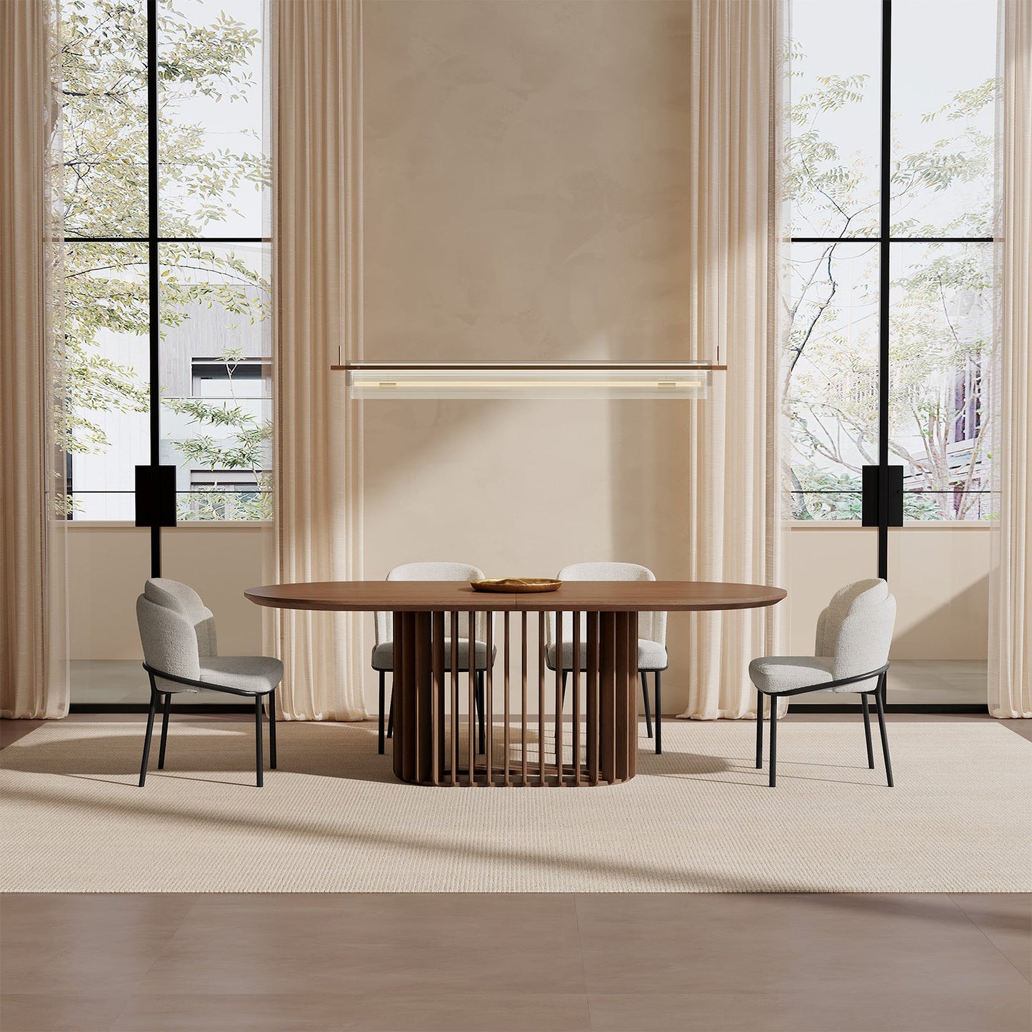 GUYII Modern Farmhouse Large Dining Set, Mid-Century Table & 4-8 Comfortable Chairs