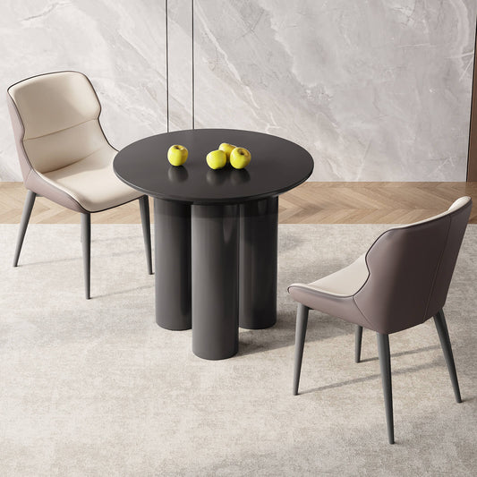Guyii 30" Black Dining Table Set with 2 Chairs, Modern Round Kitchen Table | L5294-DE