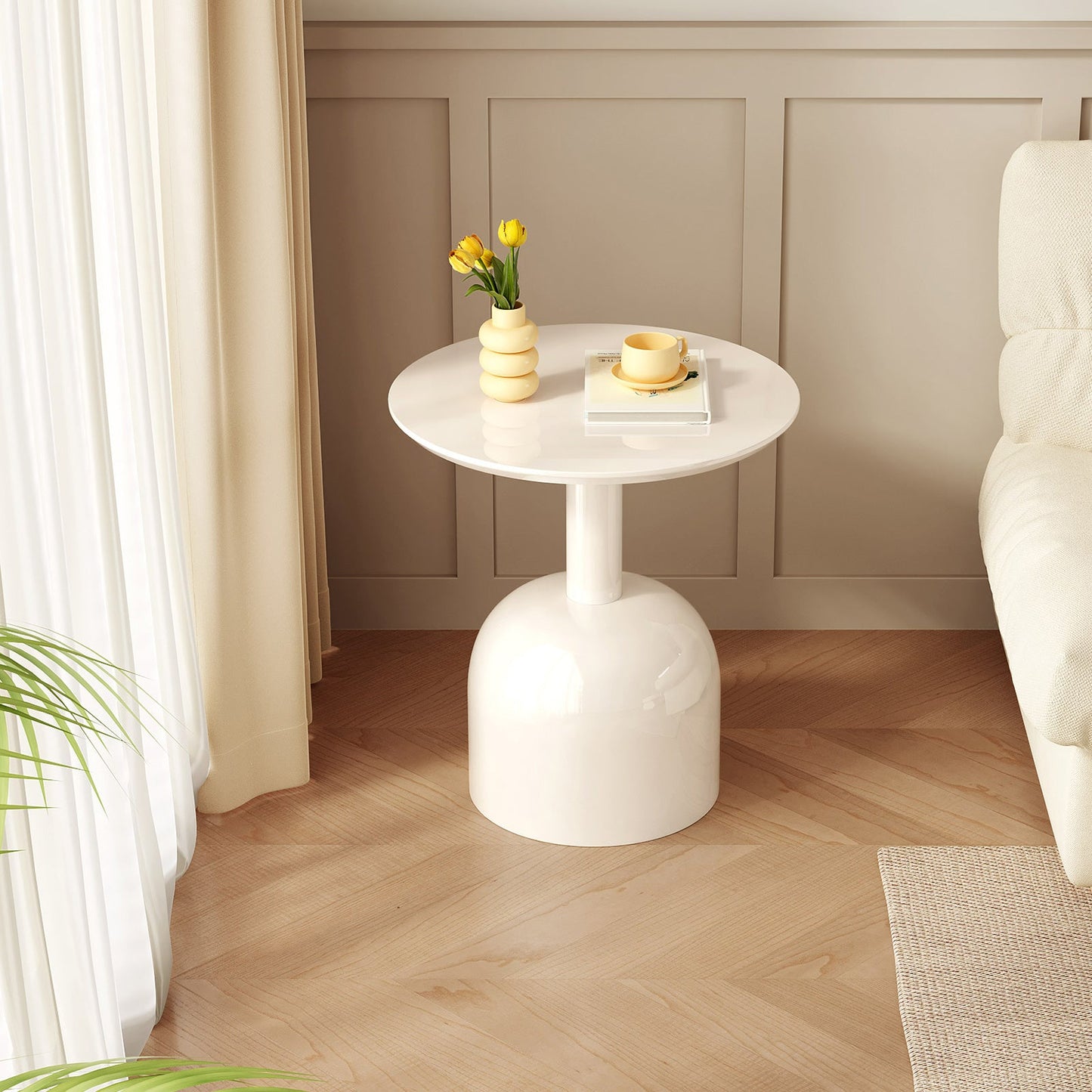 Guyii 24.8" Modern Round Side Table – Small Accent Table for Small Spaces, Living Room, Bedroom, or Entryway