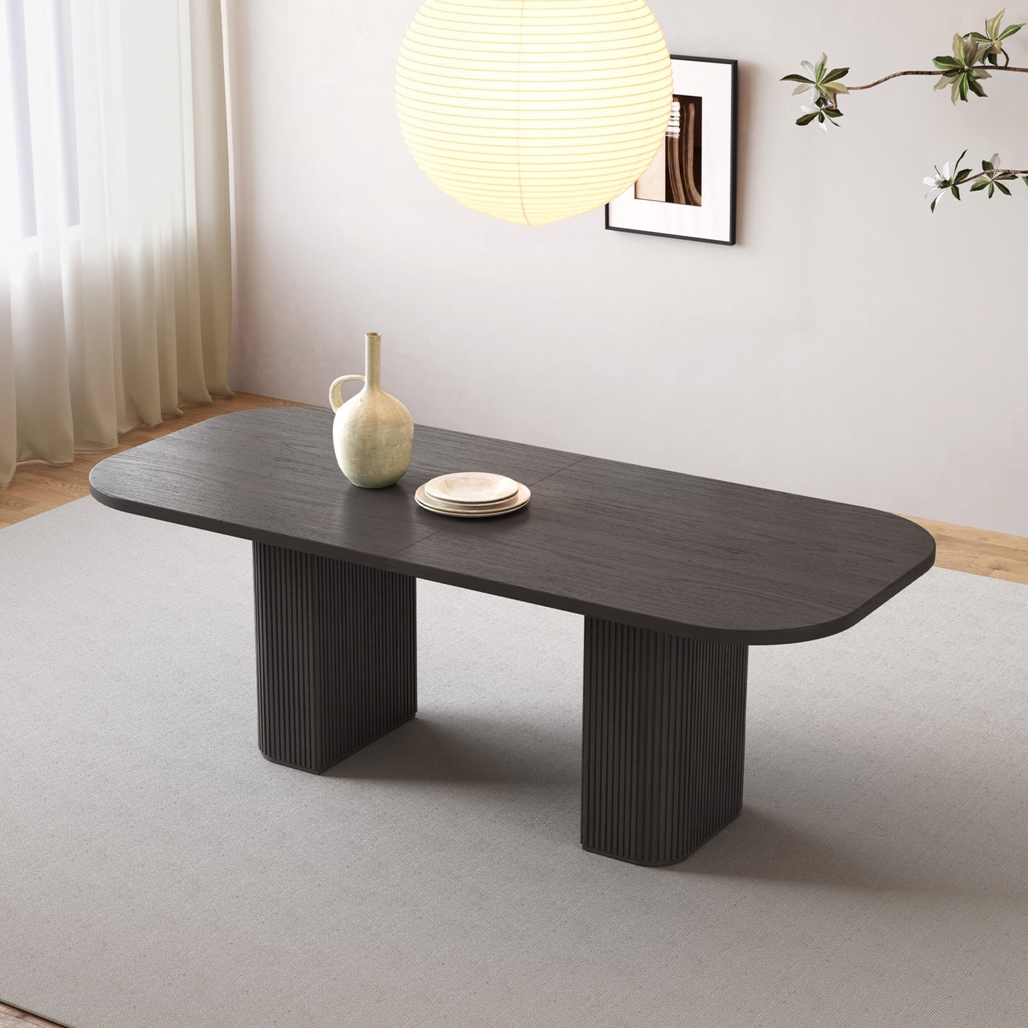 Guyii 65" Rectangular Farmhouse Dining Table for 4–6, Large Black Kitchen Table for Dining Room, Living Room