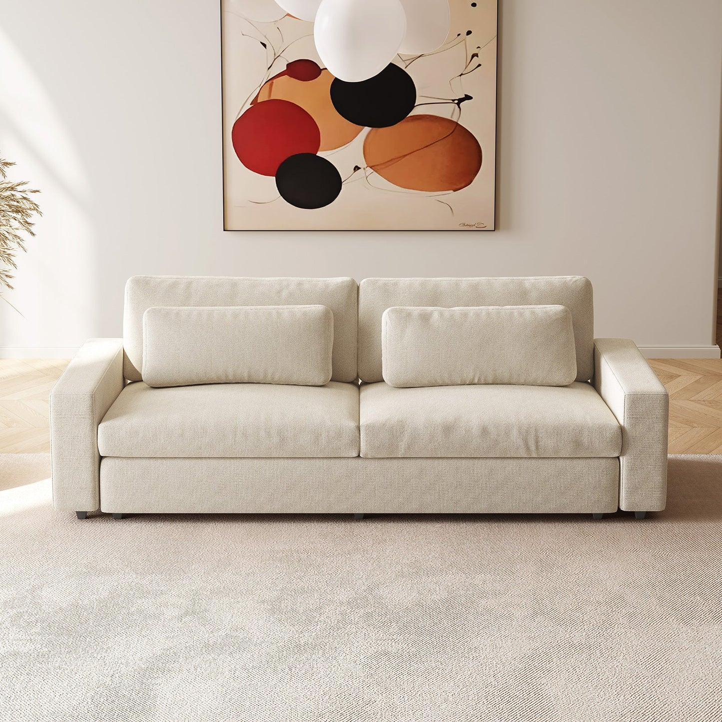 Guyii 104.72" Oversized Sofa, Extra-Wide & Deep Loveseat Sofa, 3 Seater Sofa with 2 Pillows