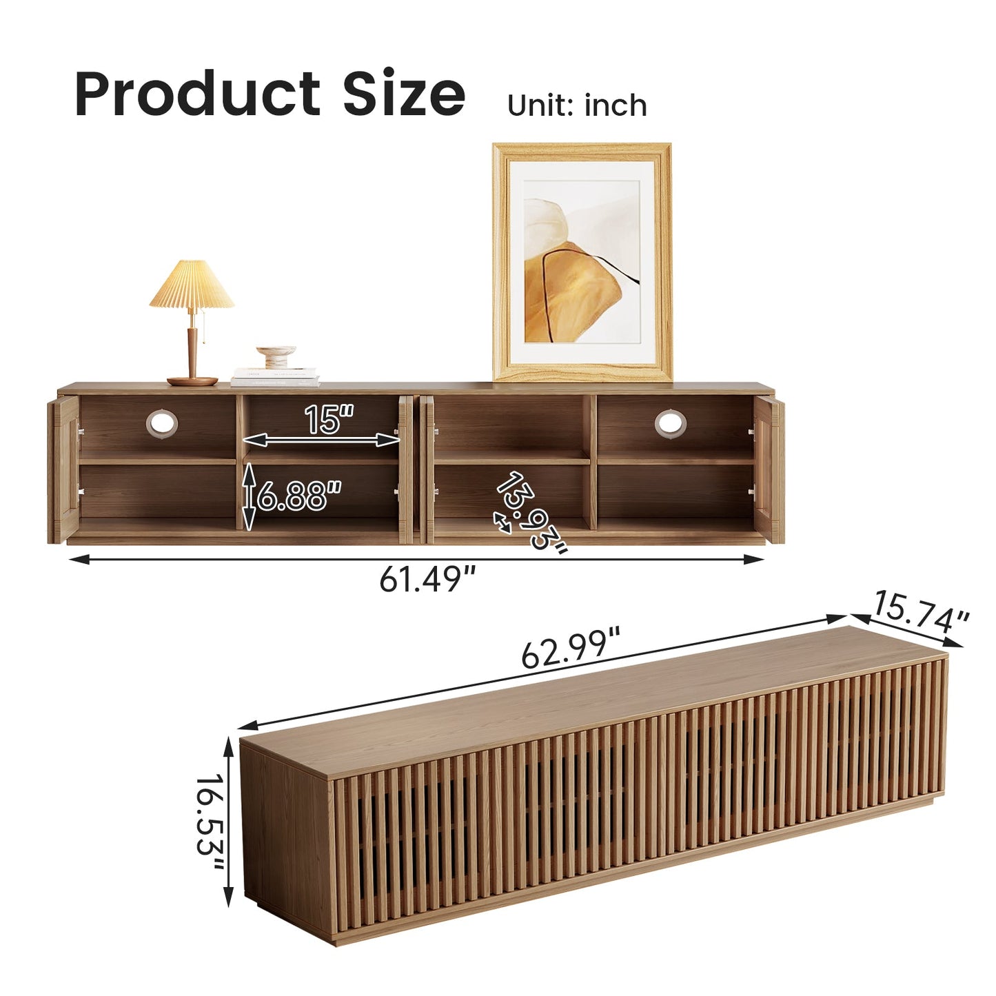 Guyii Modern TV Stand, Entertainment Center for 55/60 Inch TV with Storage, Media Console