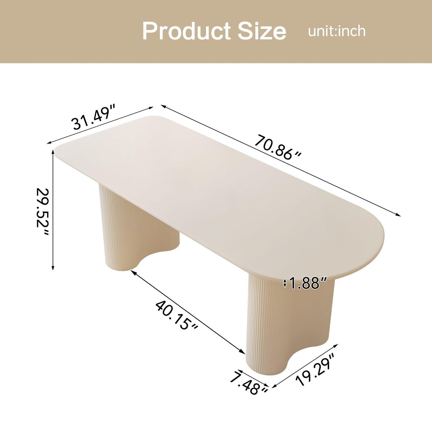 Guyii 55"-70" White Dining Table, Modern Kitchen Table for Dining Room