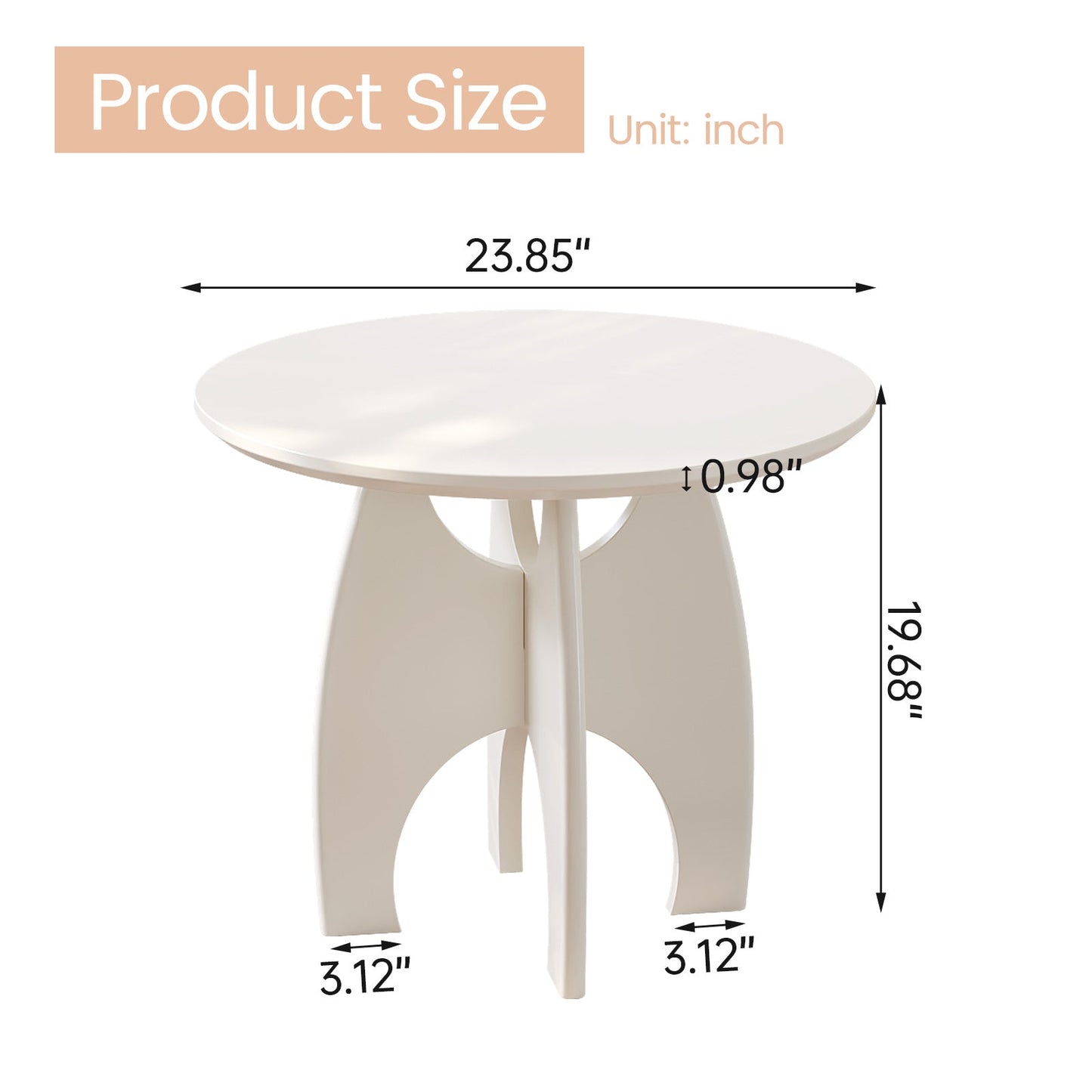Guyii cream white side table, suitable for living room, bedroom, hallway | L1934-DE