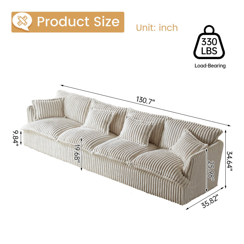 Guyii Oversized 1-4 Seater Sofa, Extra-Wide Convertible Couch with Pillows