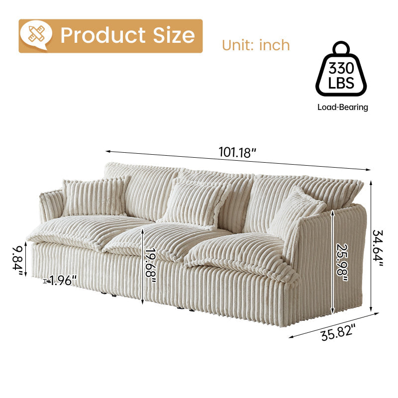 Guyii Oversized 1-4 Seater Sofa, Extra-Wide Convertible Couch with Pillows