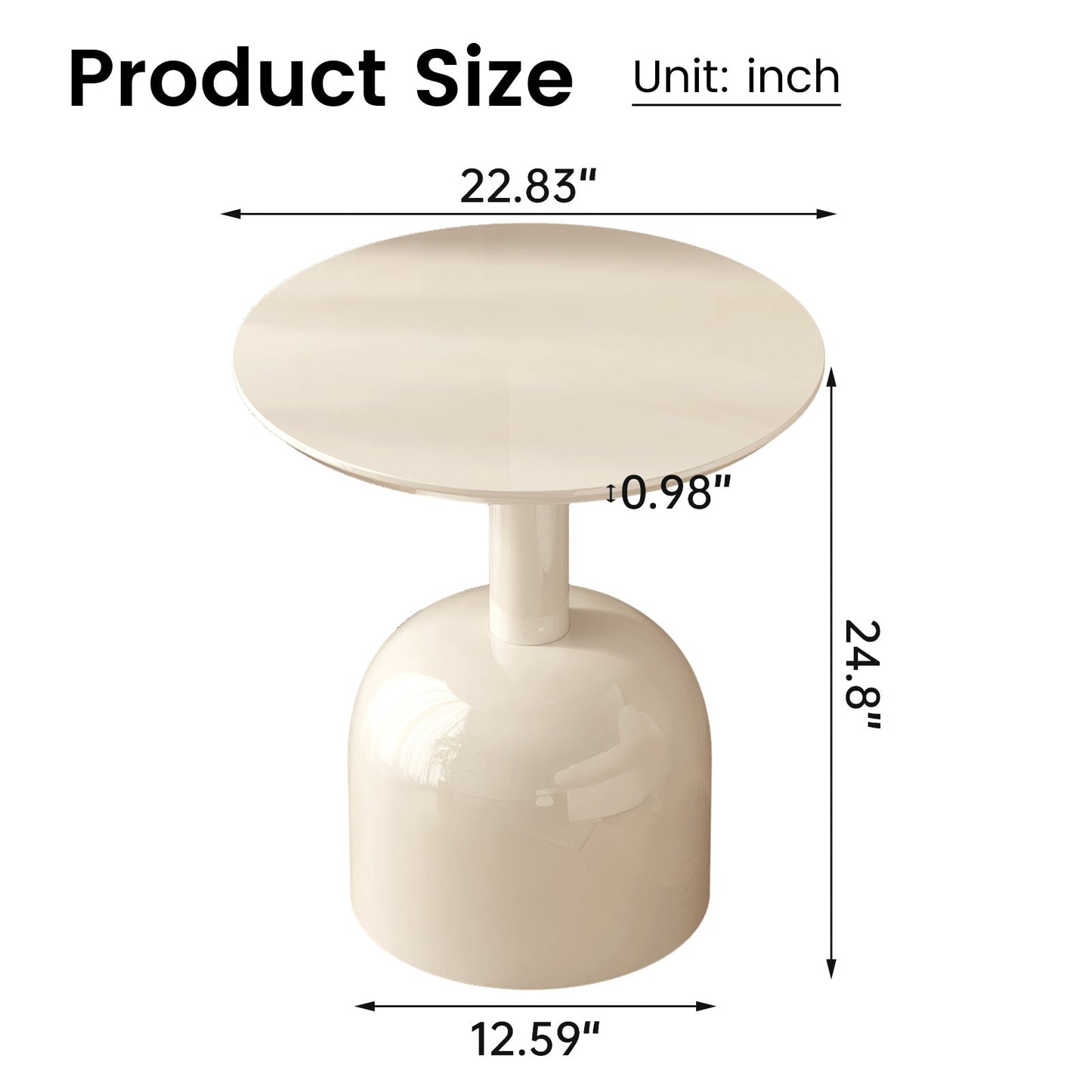 Guyii 24.8" Modern Round Side Table – Small Accent Table for Small Spaces, Living Room, Bedroom, or Entryway