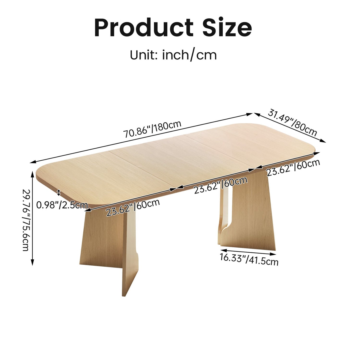Guyii 70.8" Rectangular Dining Table, Modern Farmhouse Wooden Kitchen & Dining Room Table for 4-6 People