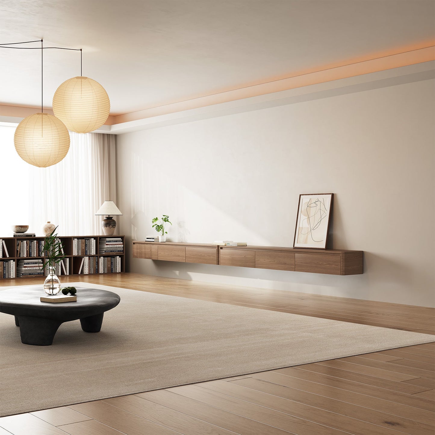 Guyii Best Floating TV Stand - Walnut Finish | Wall-Mounted TV Cabinet