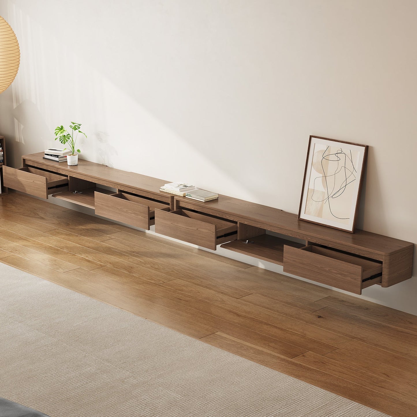 Guyii Best Floating TV Stand - Walnut Finish | Wall-Mounted TV Cabinet