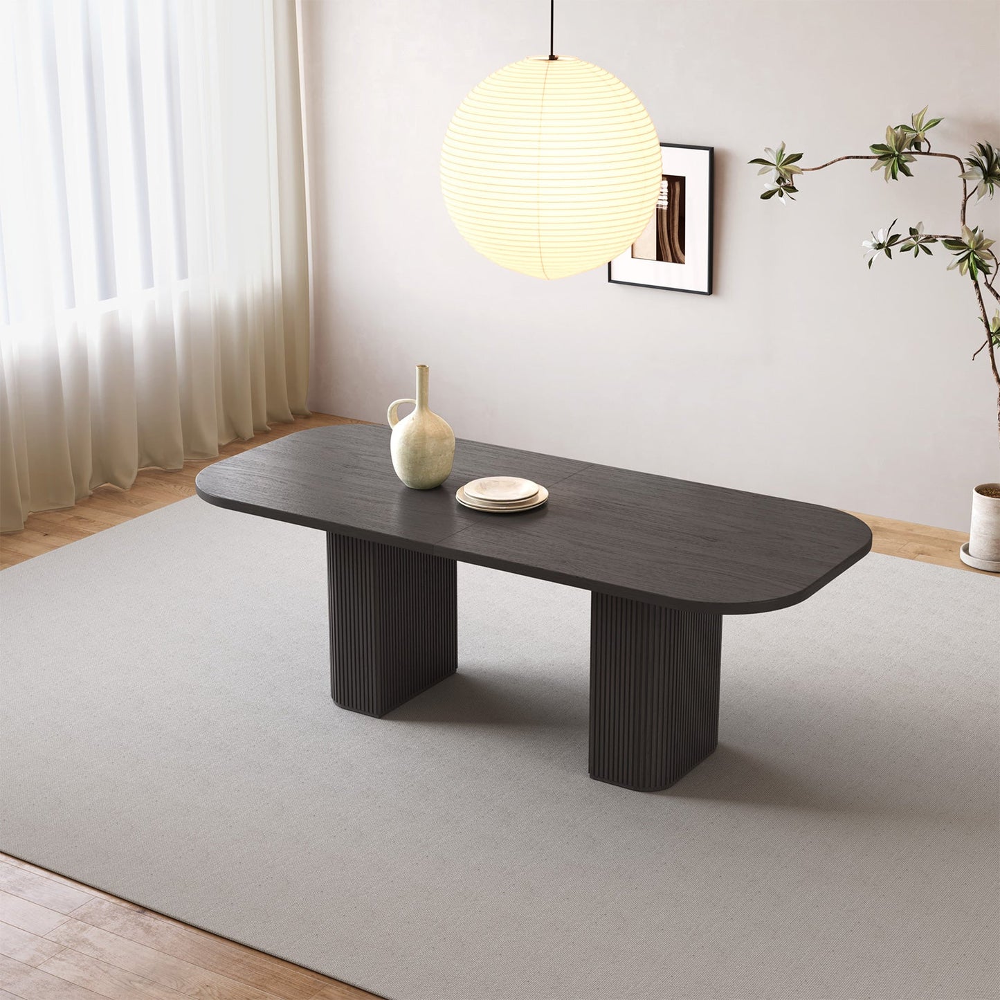Guyii 65" Rectangular Farmhouse Dining Table for 4–6, Large Black Kitchen Table for Dining Room, Living Room