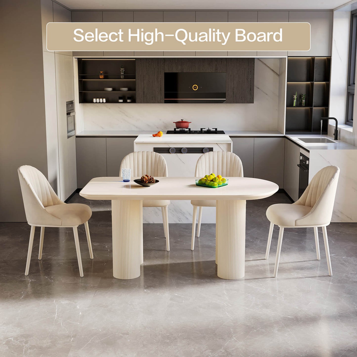 Guyii 55.11" Dining Table Set with 6 Chairs, Modern Kitchen Table Set | Q5209-UK