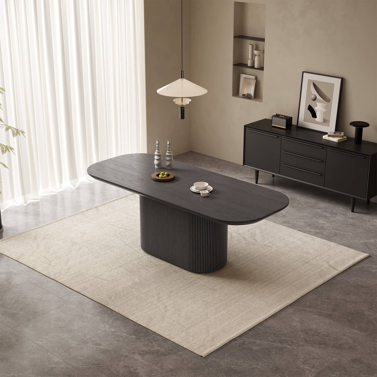 Guyii 86.61" Oval Dining Table, Modern Kitchen Table for 4-8 People, Table Only