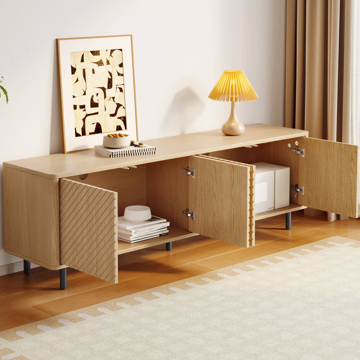 Guyii TV Stand for Living Room - Storage Media Console Table for 65" TV