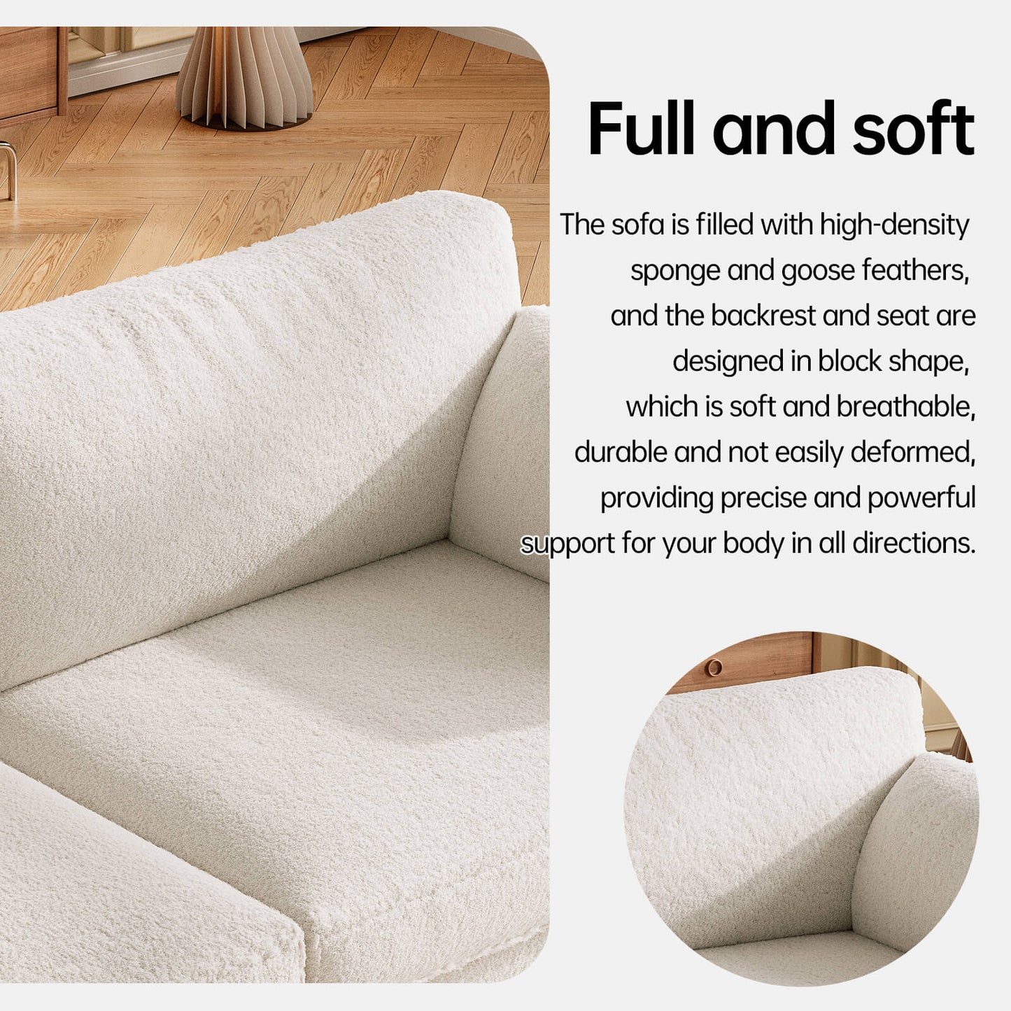 Guyii Beige Loveseat Sofa - Small 2-Seater with 2 Pillows
