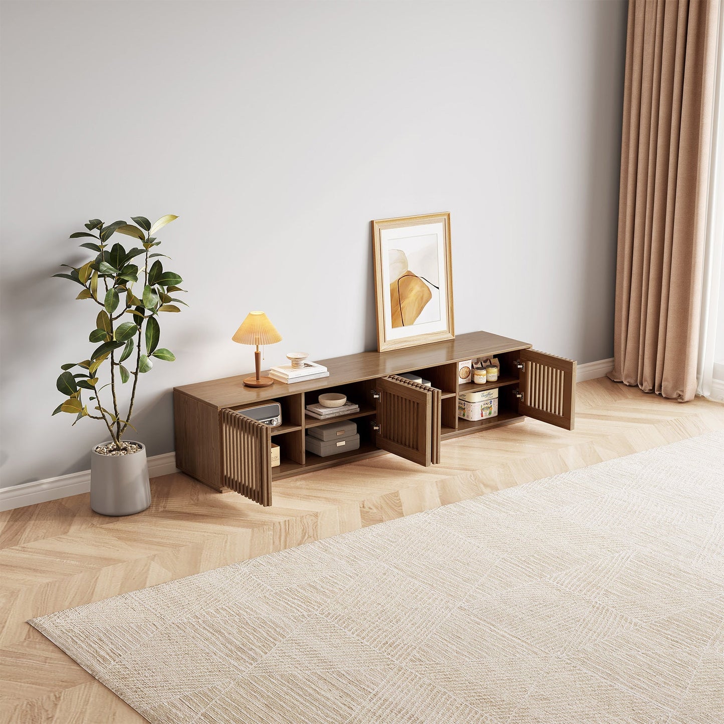 Guyii Modern TV Stand, Entertainment Center for 55/60 Inch TV with Storage, Media Console