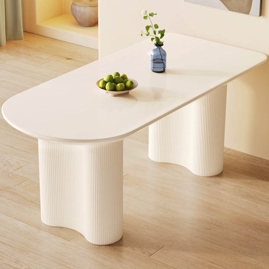 Guyii 62.99" White Oval Dining Table, Modern Kitchen Table for 6 People