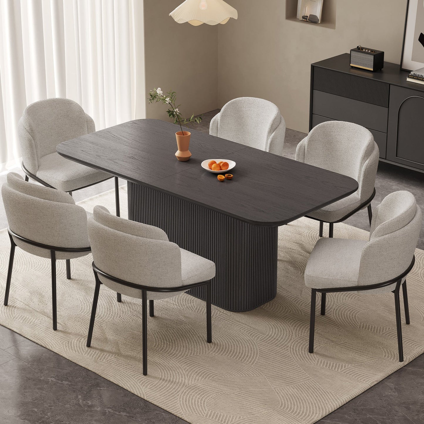 Guyii 63.55" Rectangular Dining Table, Modern Kitchen Table for Kitchen, Living Room (Black, Table Only)
