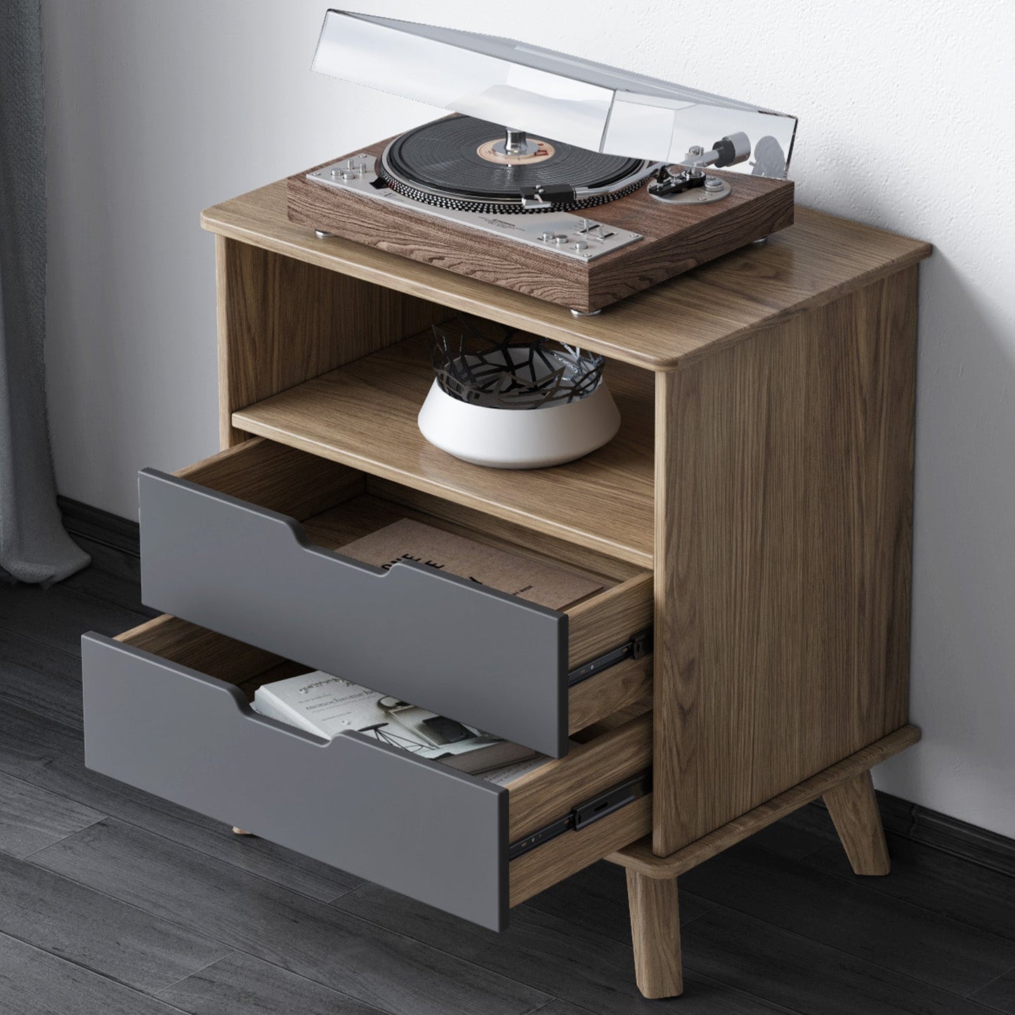 Guyii Mid Century Modern Side Cabinet, Small End Table