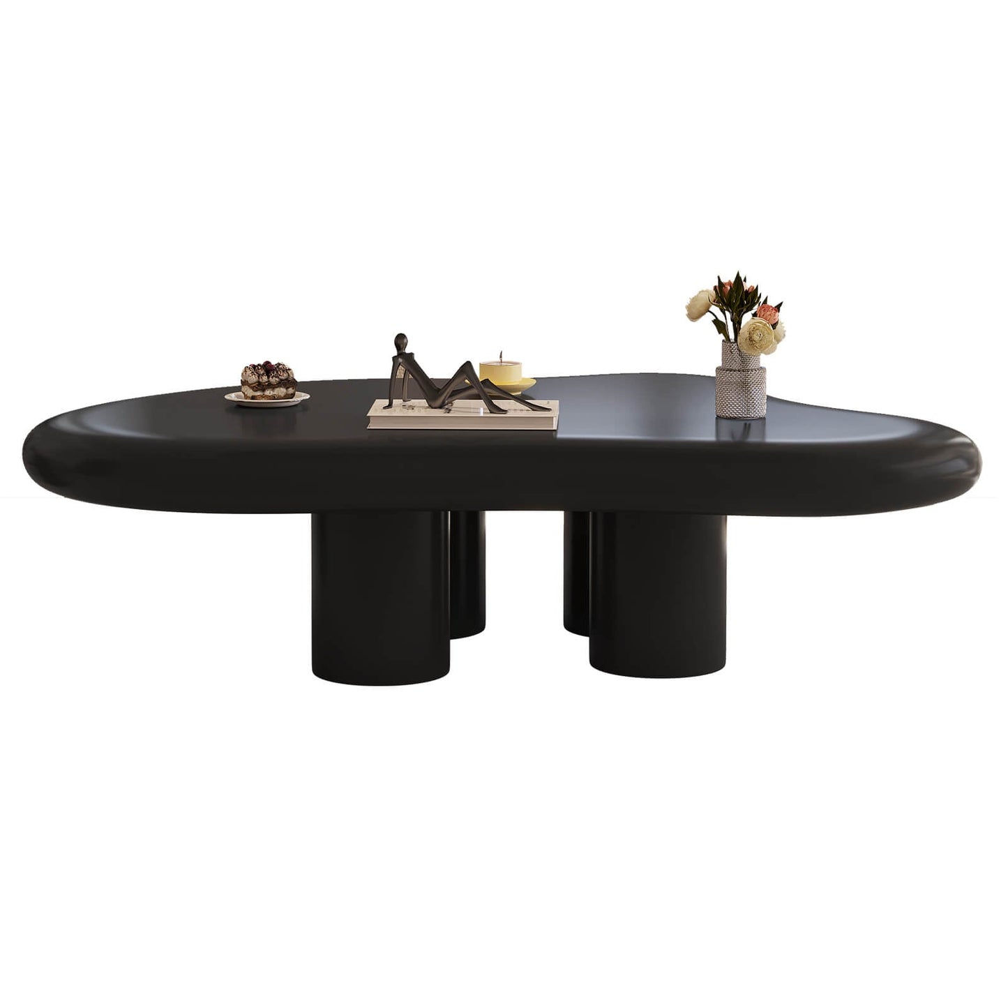 Guyii 46.06" Black Cloud Coffee Table, Cute Modern Coffee Table with 4-Leg Design
