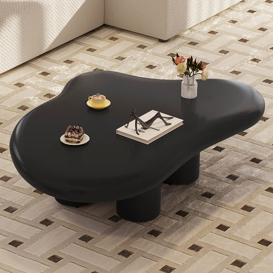 Guyii 46.06" Black Cloud Coffee Table, Cute Modern Coffee Table with 4-Leg Design