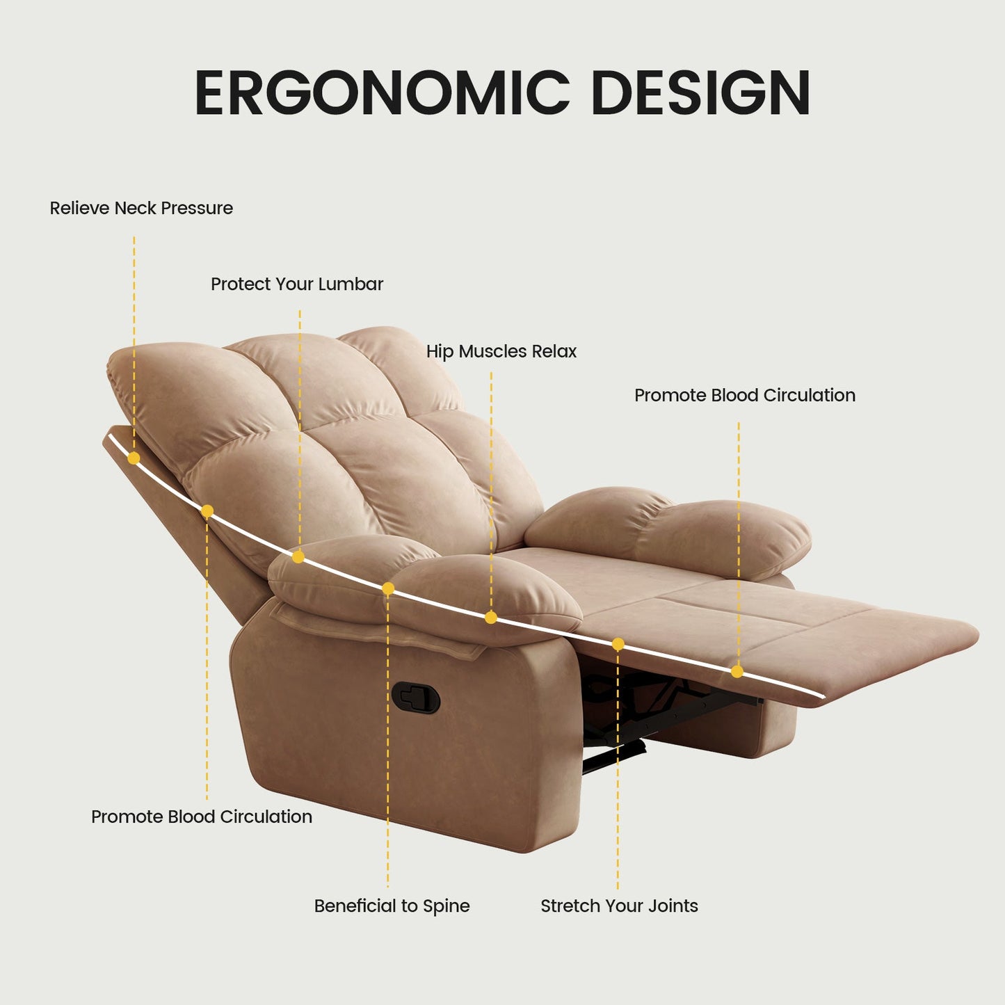 Guyii Multi-Functional Single Sofa Chair, Overstuffed Manual Recliner Chair