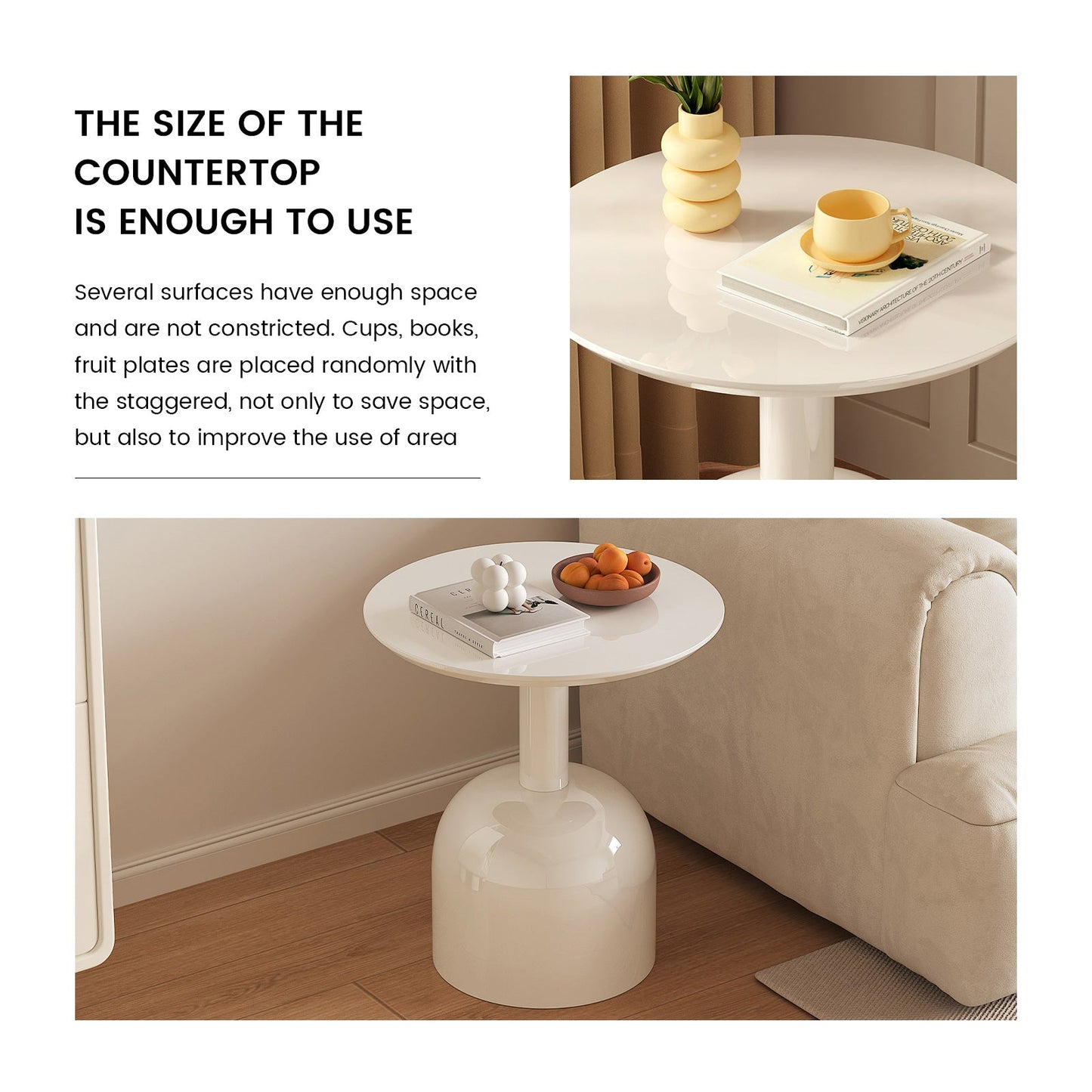 Guyii 24.8" Modern Round Side Table – Small Accent Table for Small Spaces, Living Room, Bedroom, or Entryway