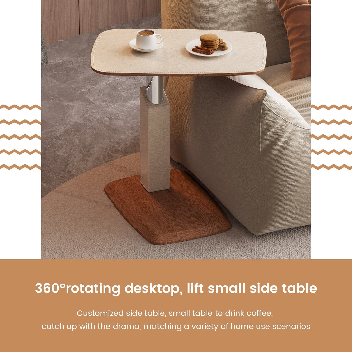 Guyii Adjustable Overbed Bedside Table, Pneumatic Adjustable Height Laptop Computer Table