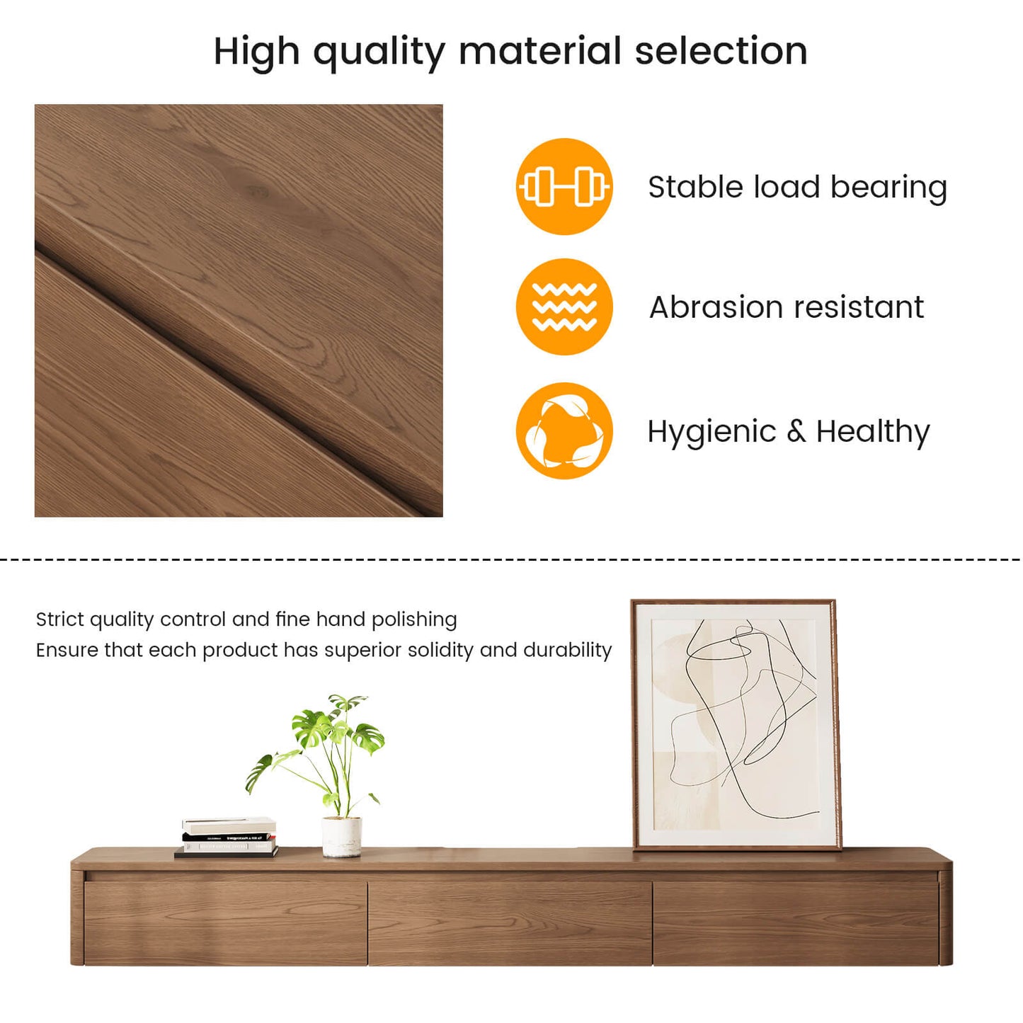 Guyii Best Floating TV Stand - Walnut Finish | Wall-Mounted TV Cabinet