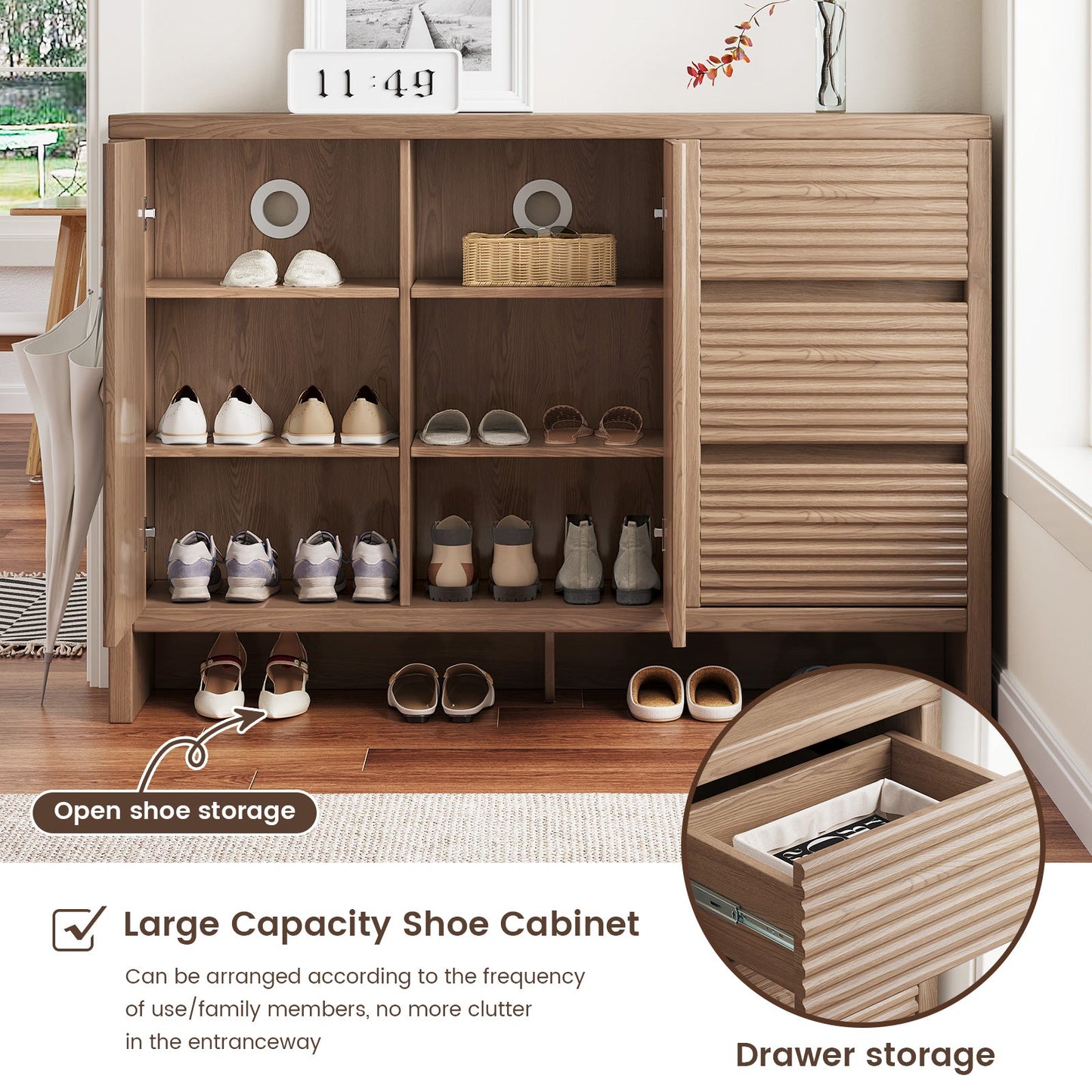 Guyii 3-Tier Shoe Storage Cabinet with 3 Drawers, Slim Entryway Organizer with Legs