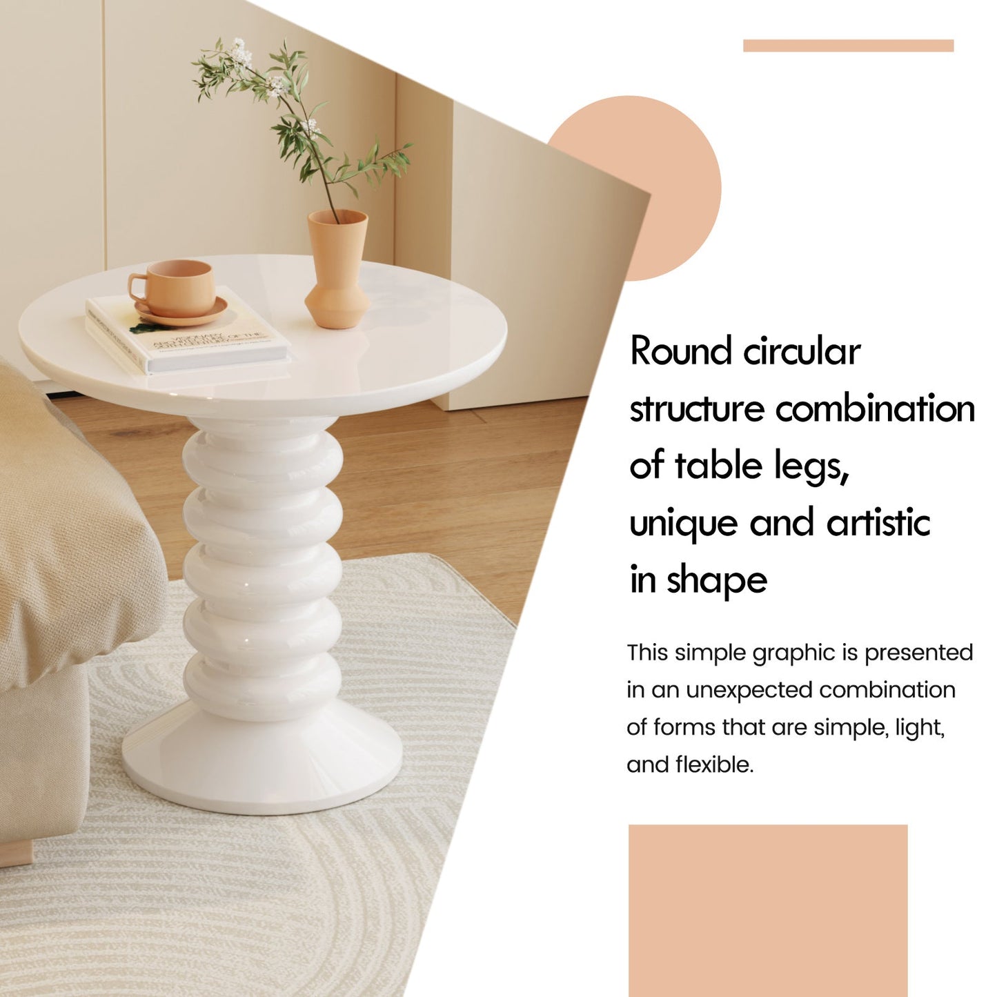 Guyii Side Table, 22.83" Round End Table with for Living Room, Bedroom