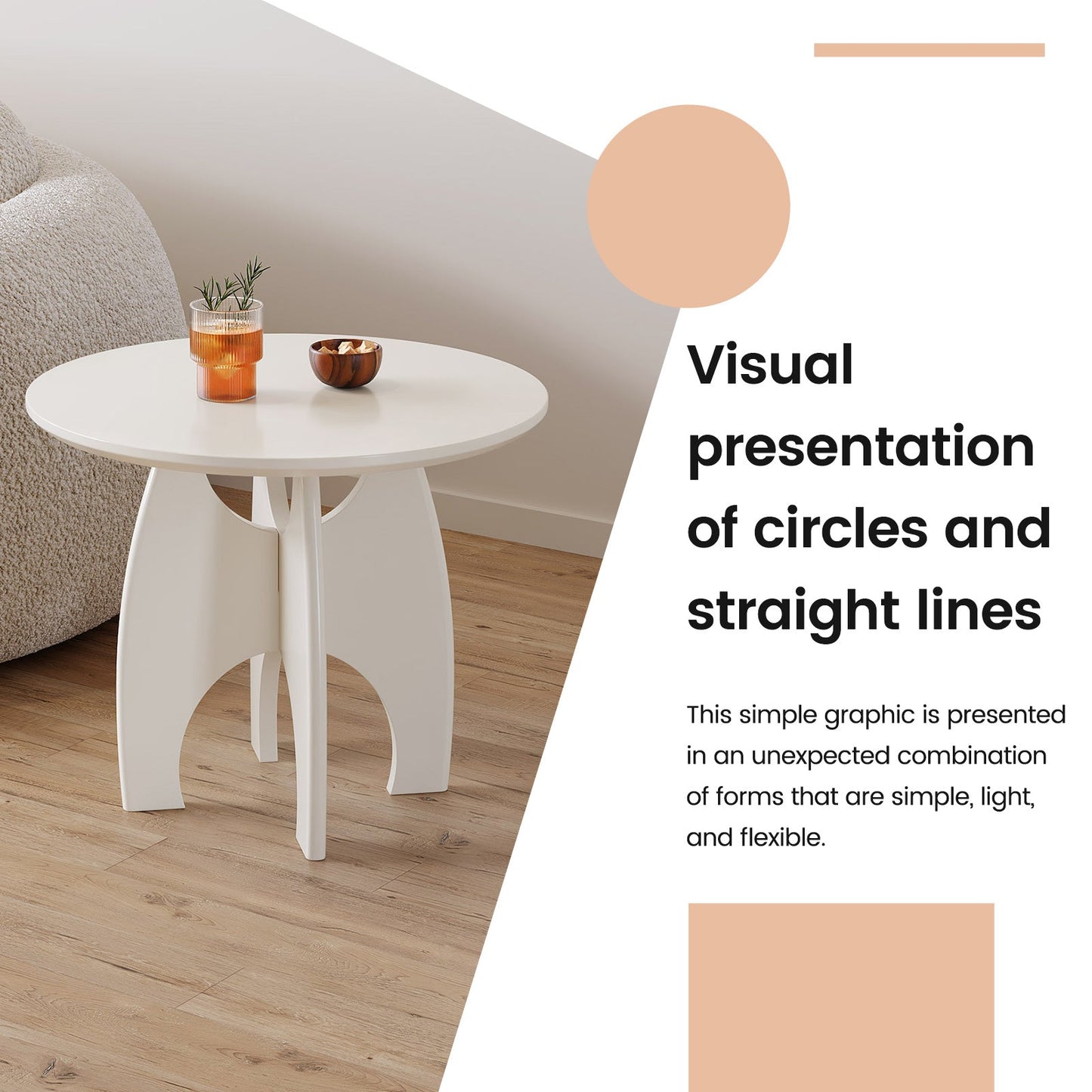 Guyii cream white side table, suitable for living room, bedroom, hallway | L1934-DE