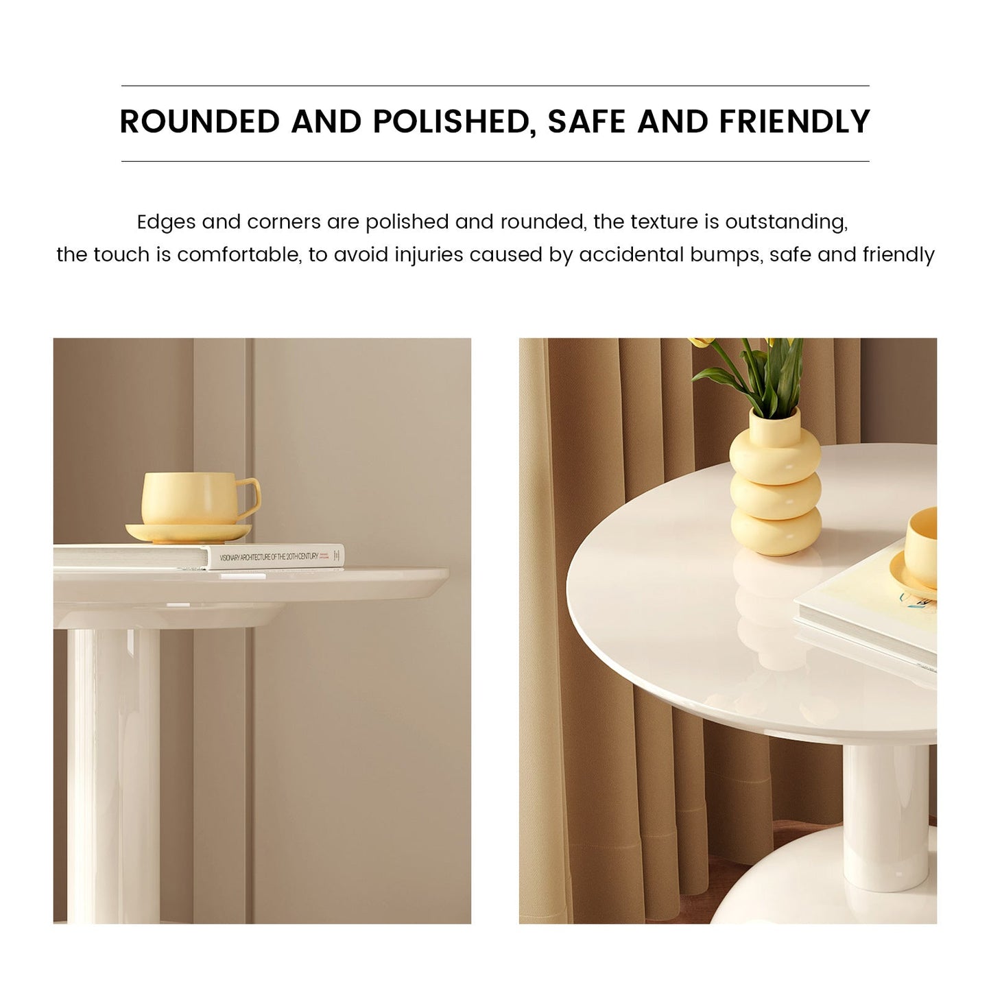 Guyii 24.8" Modern Round Side Table – Small Accent Table for Small Spaces, Living Room, Bedroom, or Entryway