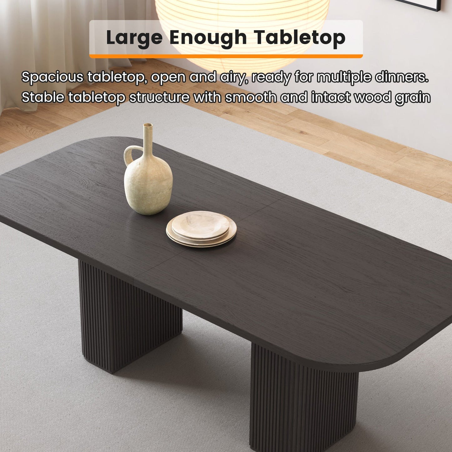 Guyii 65" Rectangular Farmhouse Dining Table for 4–6, Large Black Kitchen Table for Dining Room, Living Room