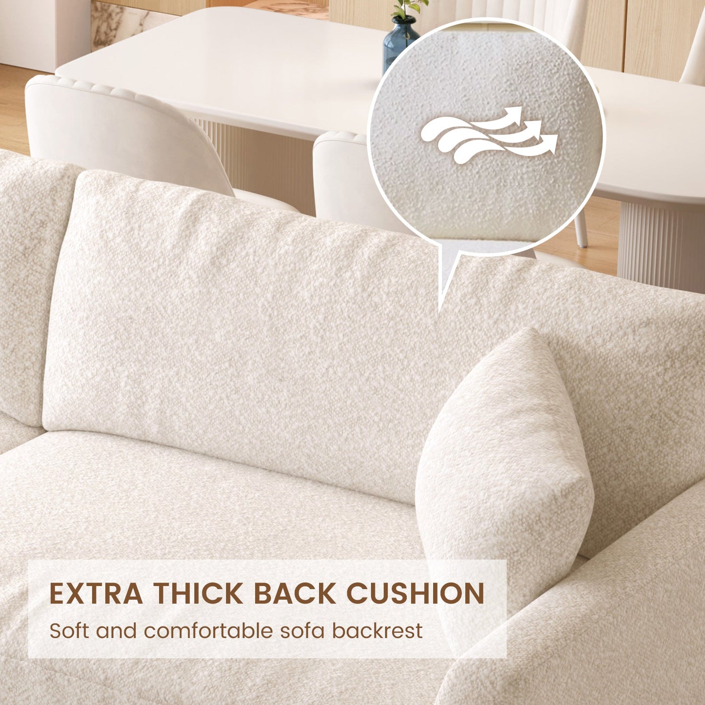 Guyii Extra Large Loveseat Sofa,104" Small Sofa Couch for Bedroom,Comfy Beige Couch